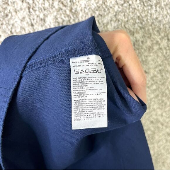 Banana Republic Skirt Women’s 18 Navy Blue Front Button Linen Blend Mini NWT - Picture 4 of 7